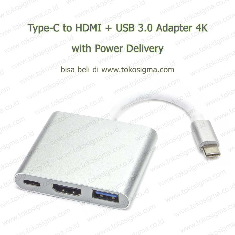 TYPE C TO 4K HDMI AND USB 3.0 ADAPTER WITH POWER PORT