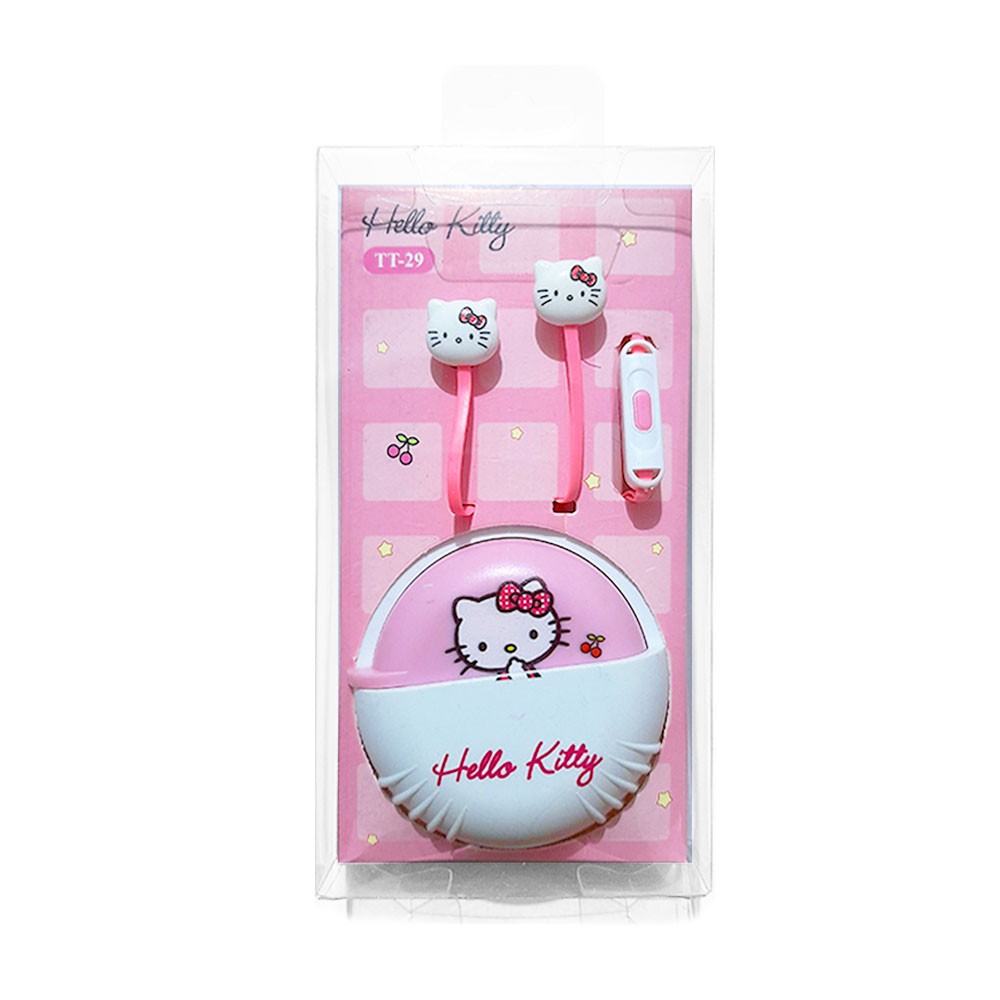 Headset Karakter HK Earphone Headphone Mic Super Bass handfree Pink And Red