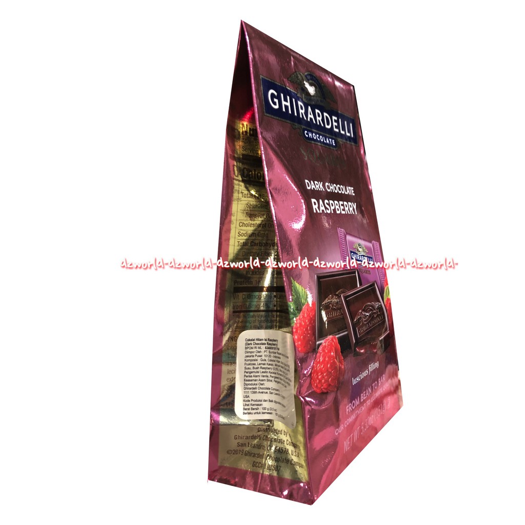 Ghirardelli Dark Chocolate Raspberr Mint 151g Luscious Filling Cokelat Coklat