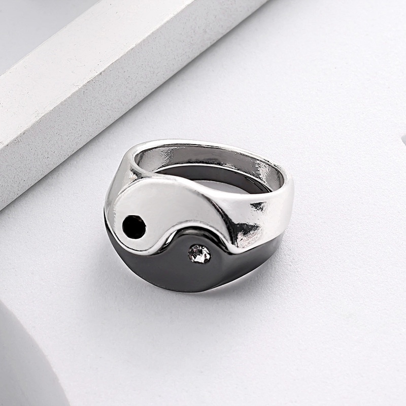 Cincin Desain Yin Yang Yin Yang Tai Chi Gosip Gaya Cina Punk Untuk Pria Dan Wanita