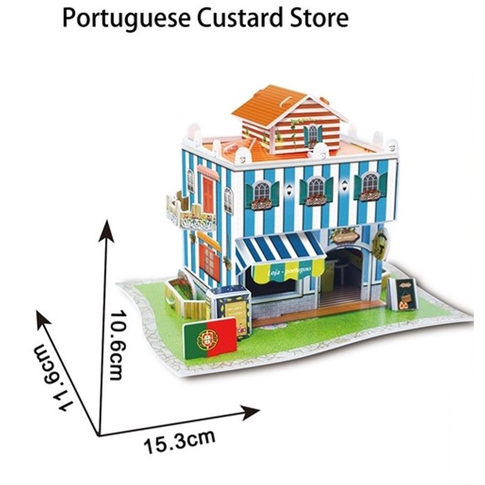 Miniatur Bangunan 3d - PORTUGUESE Building - Miniature 3D Puzzle DIY - Koleksi Pajangan - Pazel Bangunan Portugis