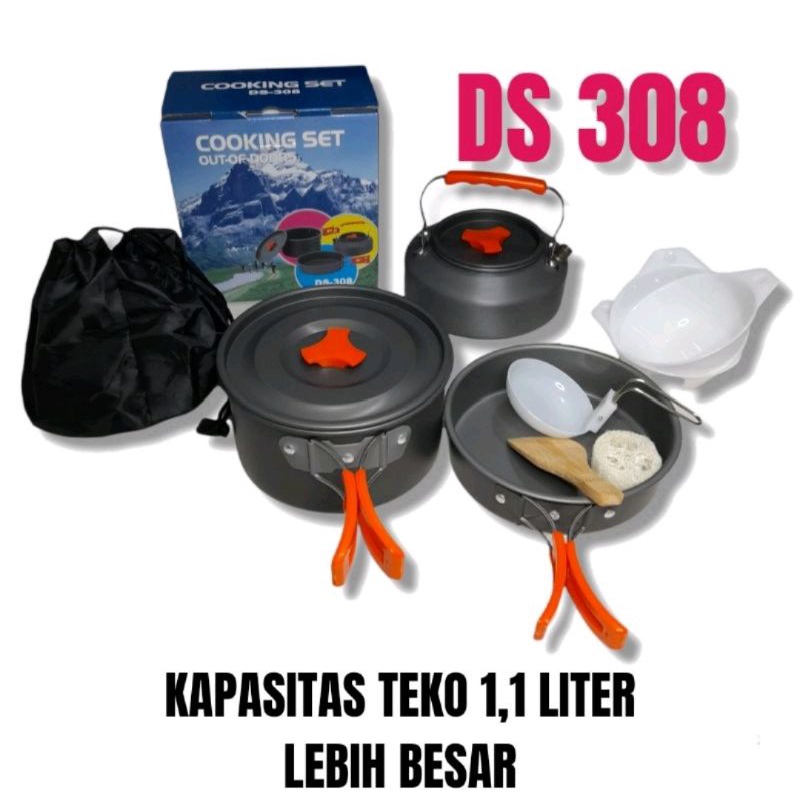 COOKING SET DS308 / ALAT MASAK CAMPING COOKINGSET DS 308 /COOKING SET DS 308 / NESTING CAMPING / ALAT MASAK KEMAH
