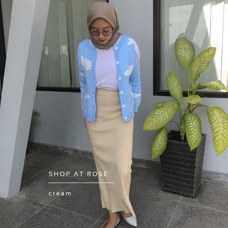 Rok Rajut Premium, Rok Span Knit Tebal Premium, Rok Span Panjang, Knit Skirt