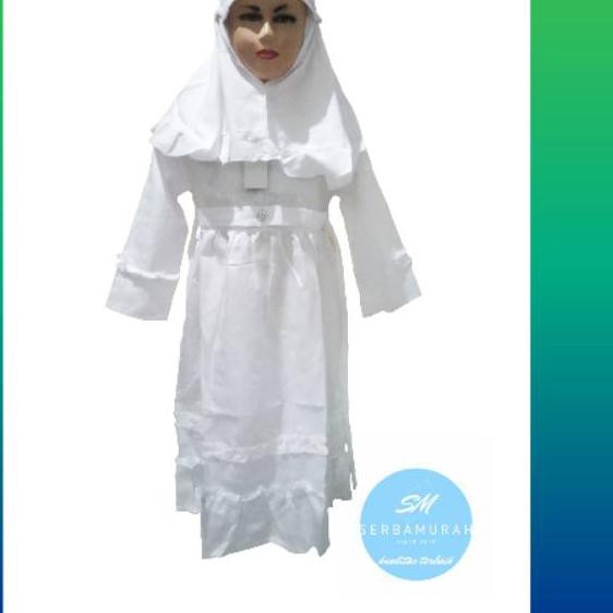 ✼ Gamis putih anak perempuan lengkap busana muslim anak perempuan warna putih 1 sampai 5 tahun ✭