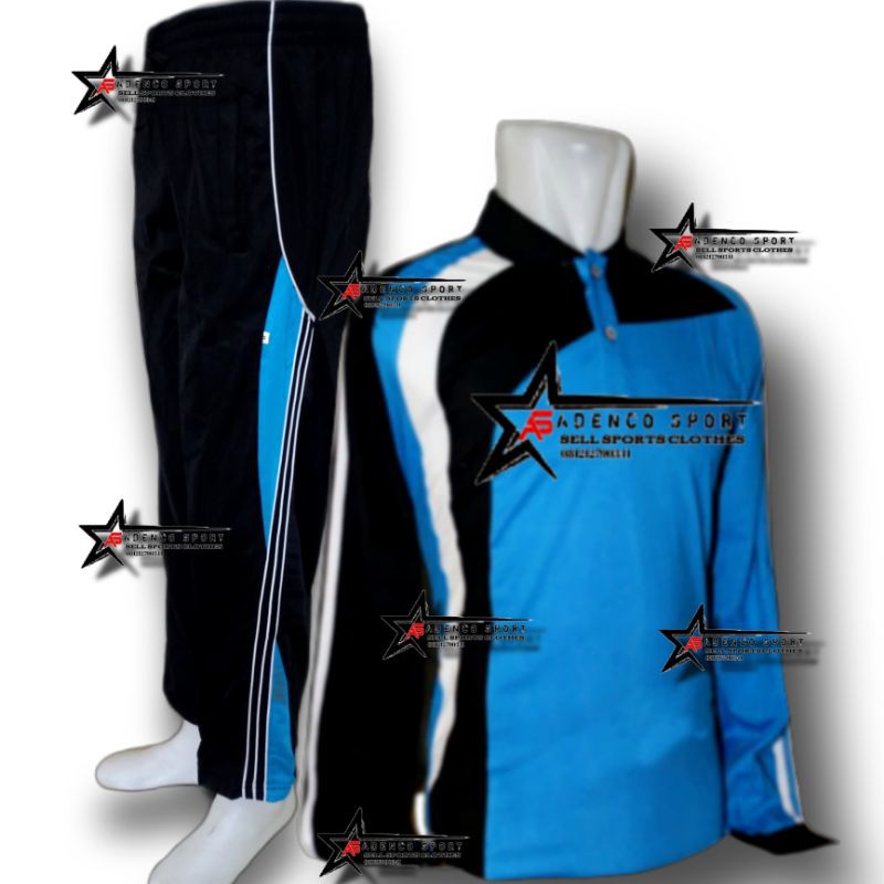 Setelan Kaos Olahraga | Stelan baju Olahraga Lengan Panjang-Turkis