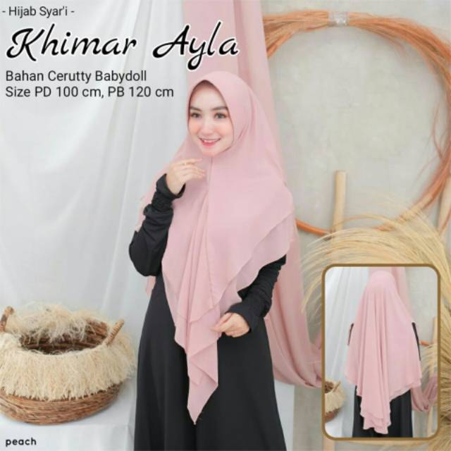 HIJAB / JILBAB KHIMAR SYAR'I PREMIUM - KHIMAR AYLA - BAHAN CERUTY BABYDOLL