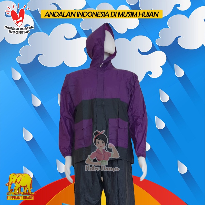 Jas Hujan Stelan Jaket Celana GAJAH ELEPHANT BRAND Kombinasi T 212R Bicolor