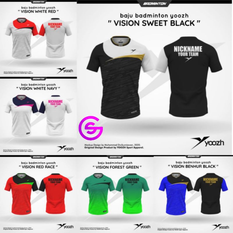 Baju Kaos Badminton Original Yoozh Vision Kualitas Import