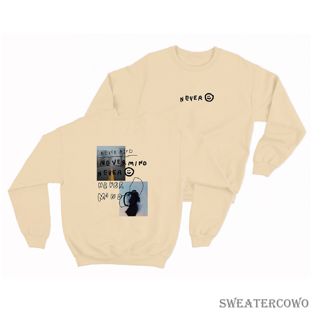 Sweaterpolos Basic Sweater NEVER-M ( Sablon ) Unisex Pria &amp; Wanita