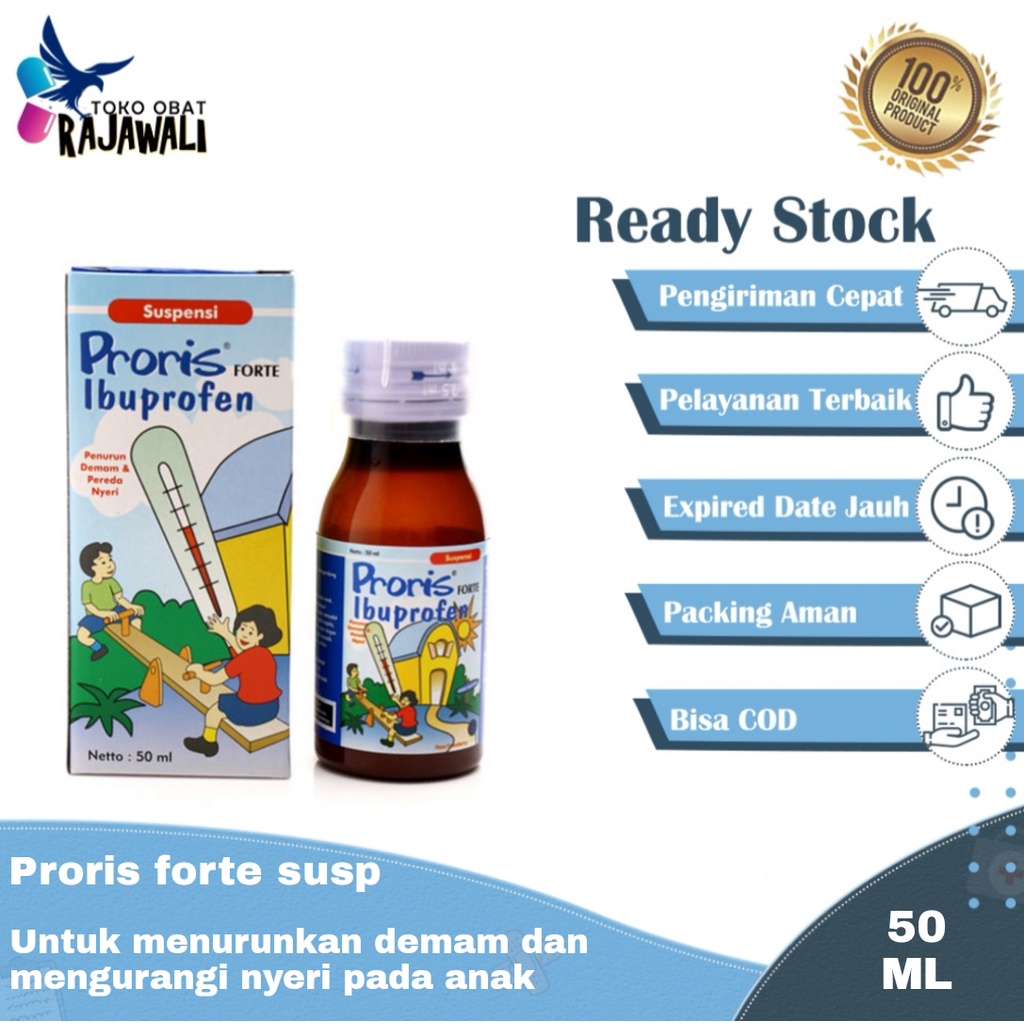 Proris forte suspensi rasa strawberry 50ml penurun damn nyeri anak