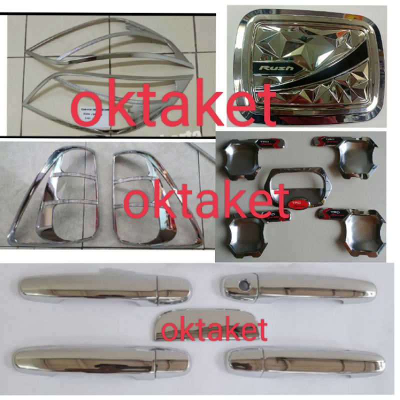 paket lengkap Rush Terios 2012-2014 Trd Sportivo chrome garnish depan belakang outer handle tank cover