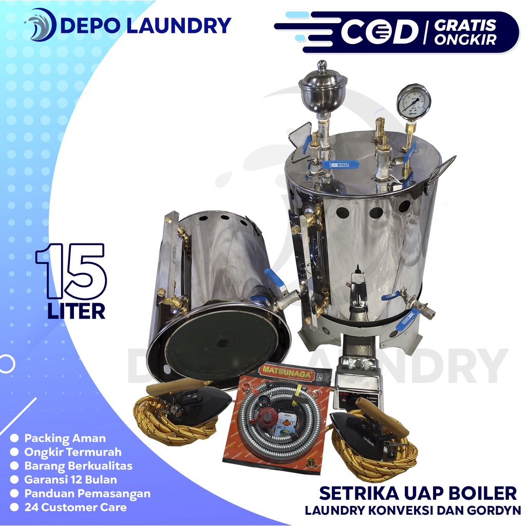 FREE ONGKIR JAWA-BALI Setrika uap Gas Boiler Laundry Lengkap