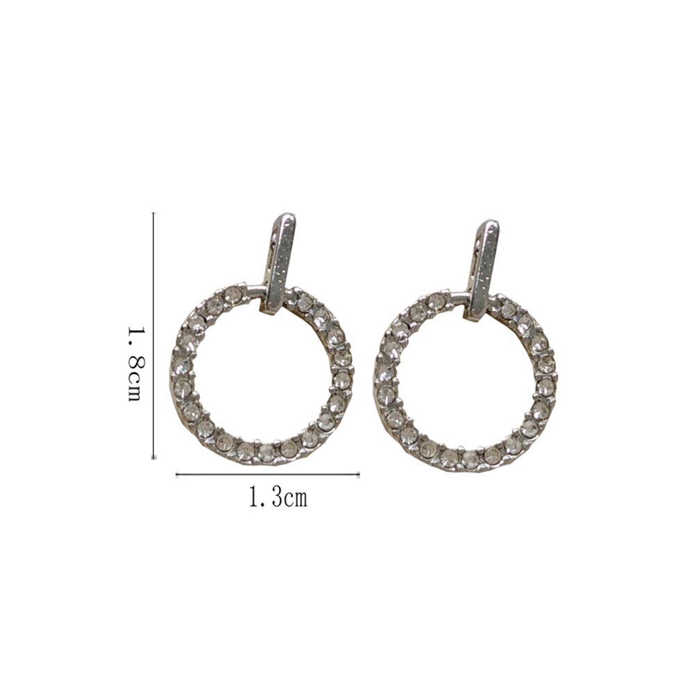 Anting Klip Tanpa Tindik Bentuk Bulat Warna Rose Gold Silver Aksen Kristal Gaya Korea Untuk Wanita