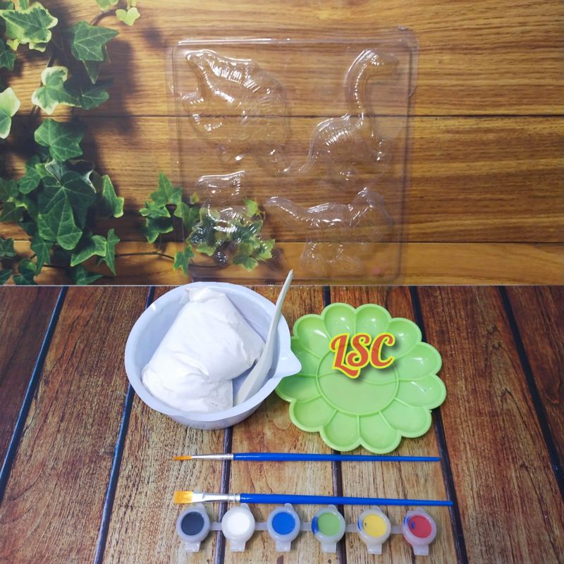 Mainan edukasi DIY Kit Mold and paint Dinosaur. DIY mencetak dan melukis Dinosaurus 4 pcs SH 162