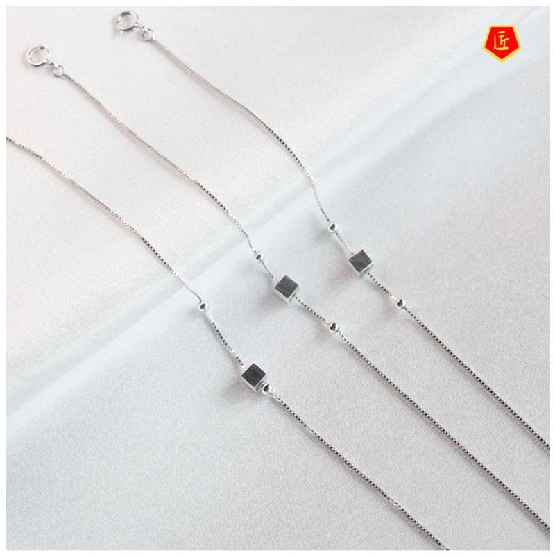 [Ready Stock]Simple Cute Small Square S925 Sliver Beads Bracelet