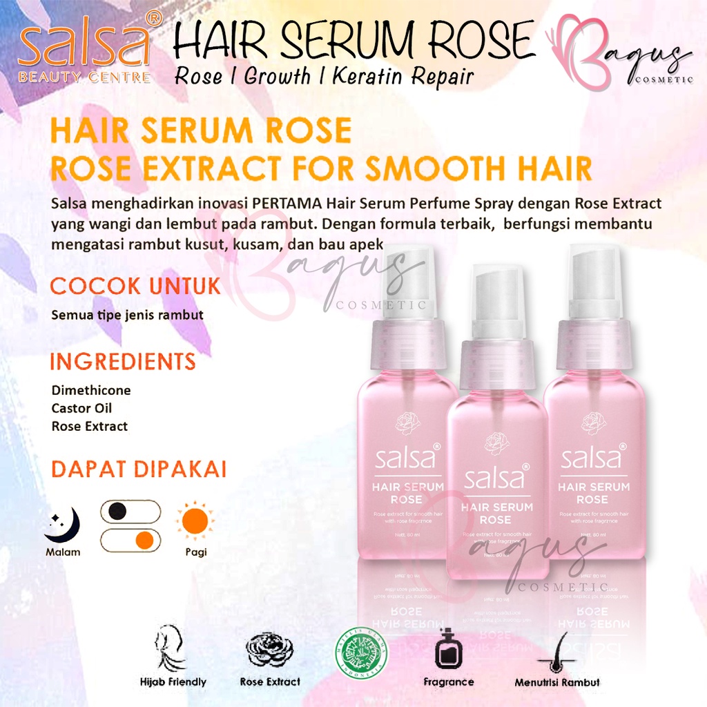 ⭐BAGUS⭐SALSA HAIR SERUM ROSE / GROWTH / KERATIN REPAIR | SERUM RAMBUT SALSA 80ml