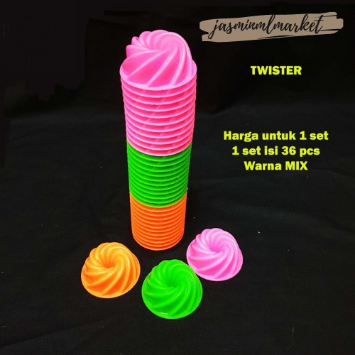 

Cetakan Agar Plastik Puding Jelly Coklat Kue Twister 1 Set 36Pc