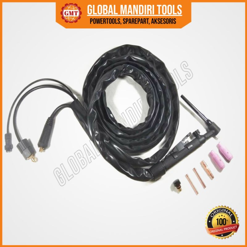 TIG TORCH Argon WP17v-12 Stang Las Argon WP17v-12 TITAN Pencet Putar 3 kabel konektor