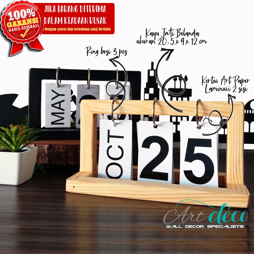 

Countdown ornamen kalender kecil Kreatif kayu diy flip kalender kalender meja