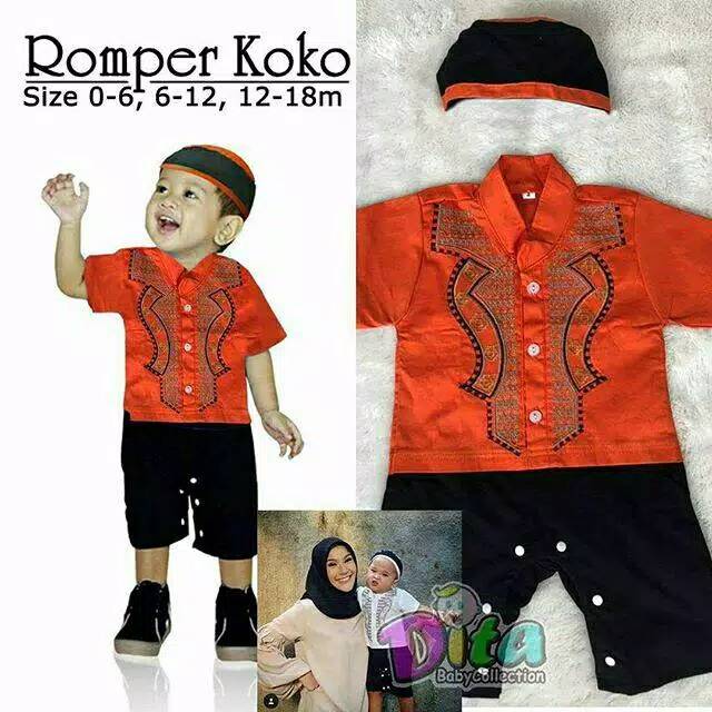 ROMPER KOKO BAYI Premium DITA ROM PER JUMPER KOKO JUMPER BAYI BAJU MUSLIM BAYI BAJU KOKO