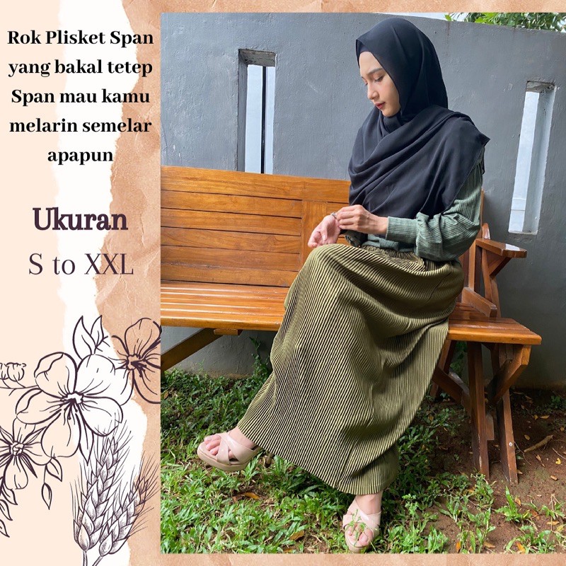 Rok Span Plisket Lidi Premium, Rok Plisket Span, Rok Pencil Premium, Rok Span Plisket Panjang