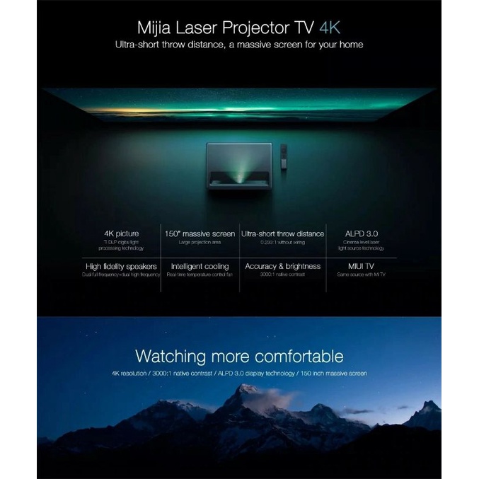 Mi Laser Projector 150&quot; Smart Android TV Ultra Short Throw