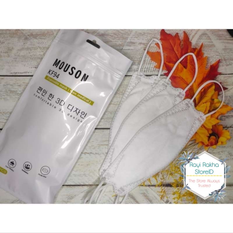Mouson KF94 Putih isi 10 pcs / Masker KF94 mouson 4 ply model 3D / Masker KF94 Mouson Korea / Masker