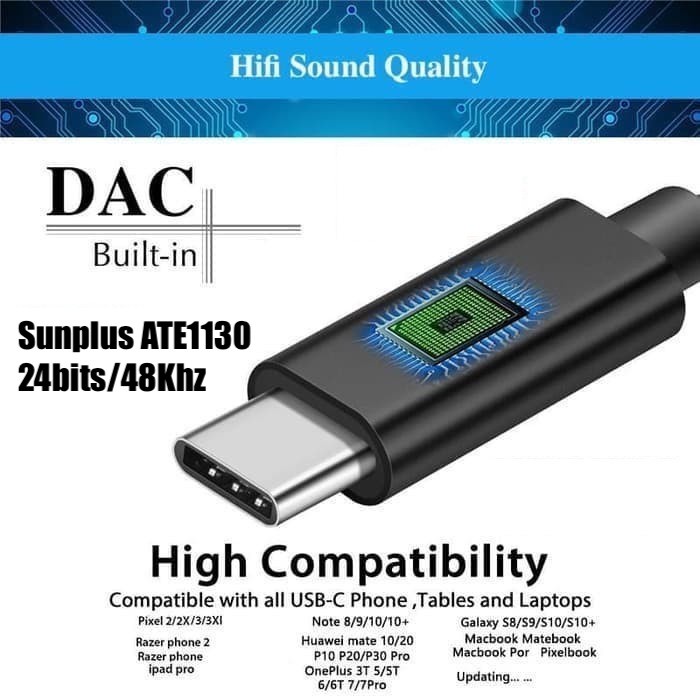 MS33 Pure Bass Digital DAC Type C Headset HiFi Metal Earphone Hi Res