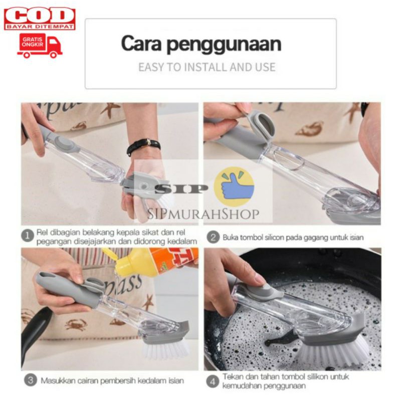 Alat Sikat Sabun Cuci Piring Dispenser Sabun Tongkat Dapur Set kebersihan higienis Murah