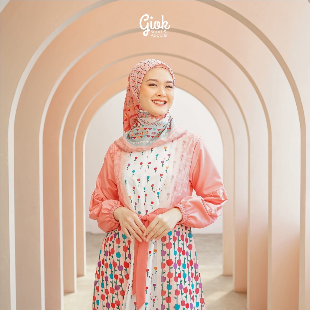 Lovey Dovey Dress by Giok Apparel - Gamis Printing dengan aksen tali