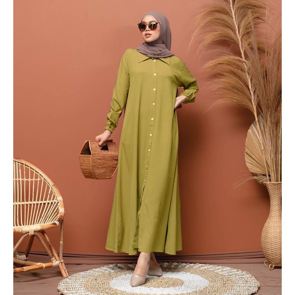 Baju Gamis Wanita Remaja Murah NB /XL Letsmuslimah Cewek Muslim Hijab Syari Muslimah 2022 Terbaru Lt-NEDA LEMON