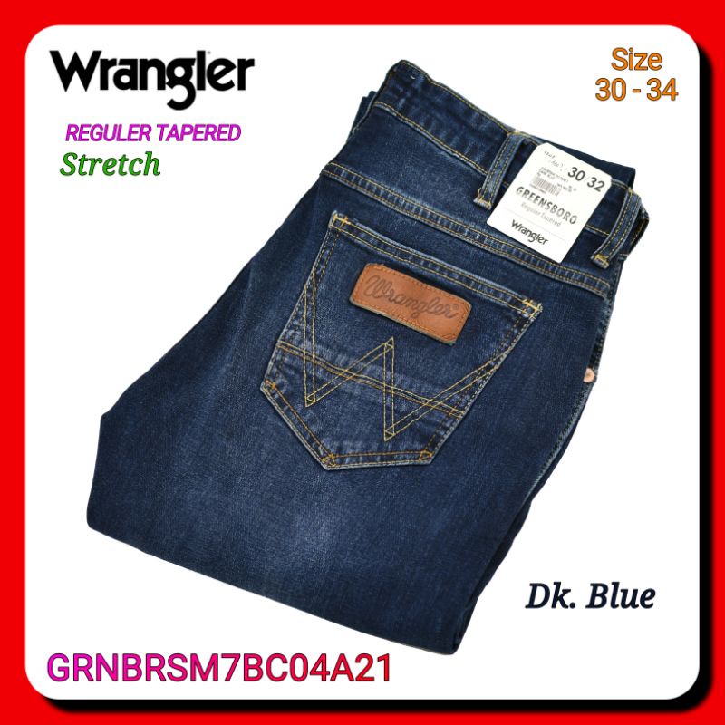 Celana Jeans Pria Wrangler Original GRNBRSM7BC04A21 Reguler Tapered Stretch