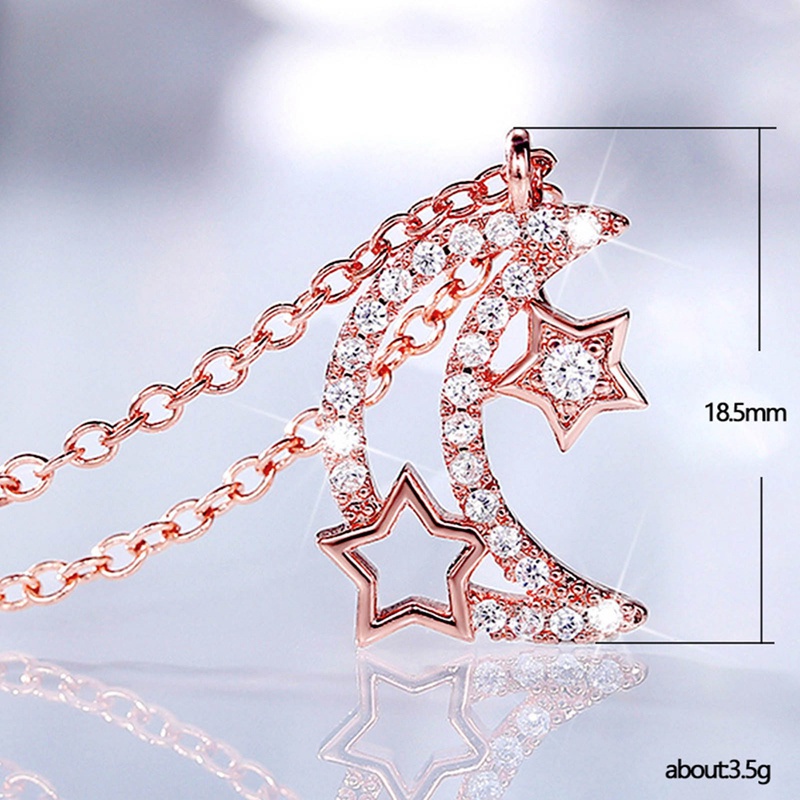 Fancy Female Necklace Rose Gold Color Moon And Star Pendant High Quality Stylish Versatile Women Necklace Exquisite Gifts