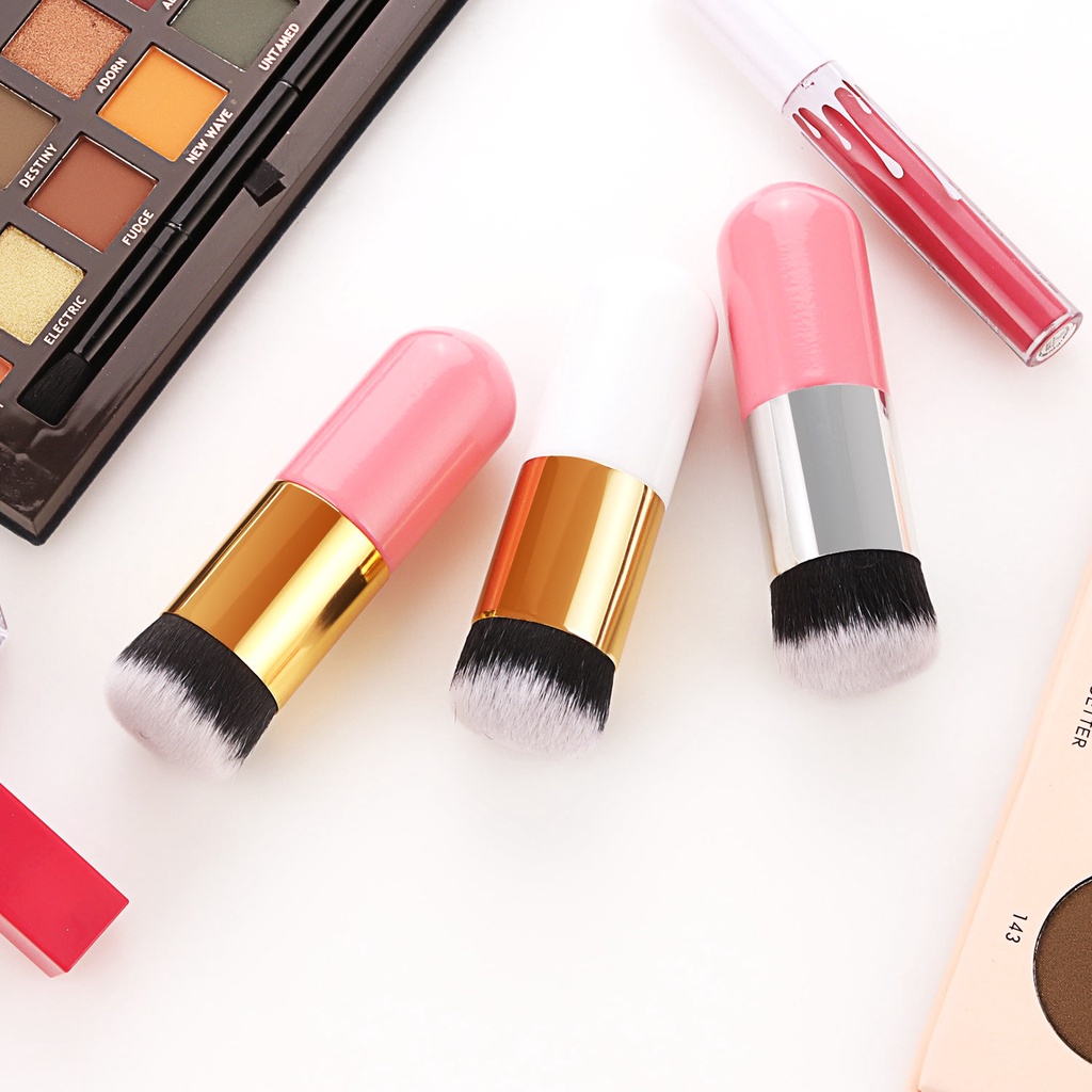 Set Brush Makeup Mini Dengan Pouch Untuk Eyeshadow / Bibir / Foundation