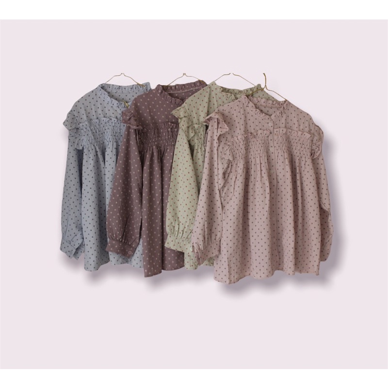 Blouse crinkle polkadot | Blouse | Bahan Crinkle | Motif Polkadot