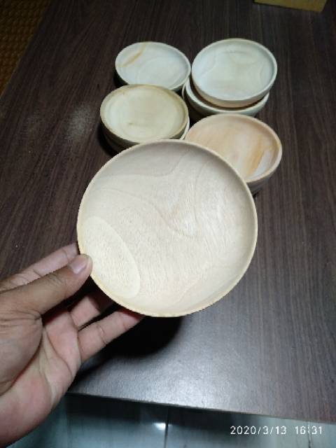 Cobek kayu / Wadah sambal / Tempat Sambal / Saus / Kecap / Bumbu dari Kayu Mahoni Diameter 10 cm