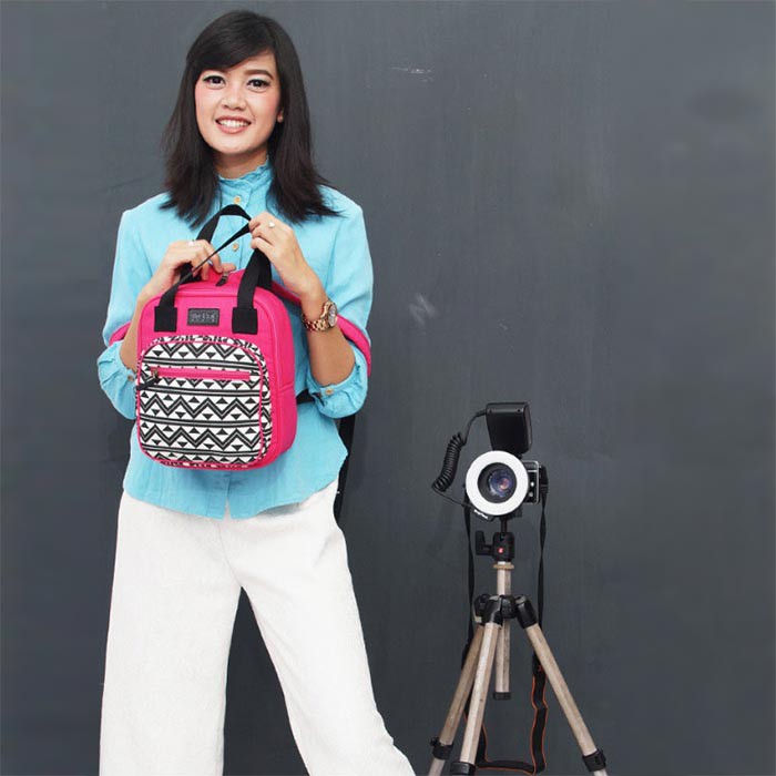 Tas Kanvas Ransel Mini Backpack Maika etnik TRUNI PINK untuk Wanita