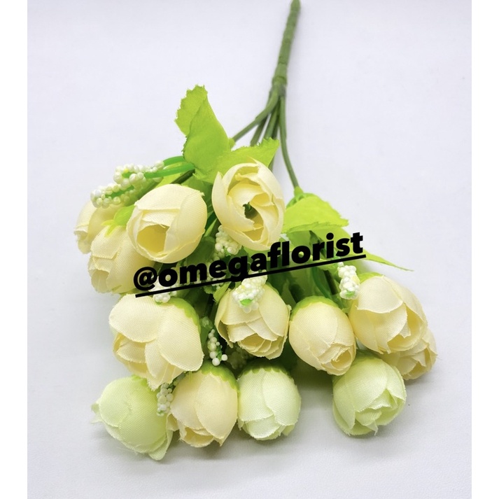 Bunga Kuncup Mini Artificial Bunga Artificial/Bunga Plastik/Bunga Dekorasi/Dekorasi Rumah/ Hiasan-Putih