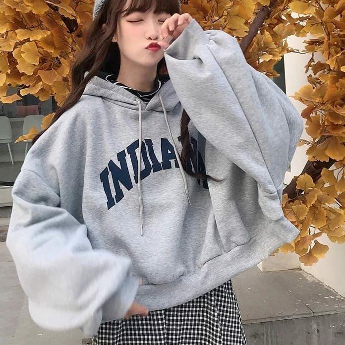 crop oversize fleece tebal / SWEATER INDIANA CROP HODIE