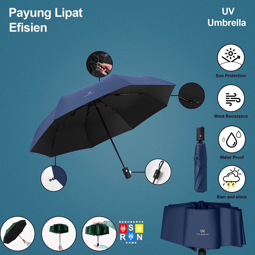 Payung Lipat Efisien Otomatis  anti UV Umbrella | Resonance Home