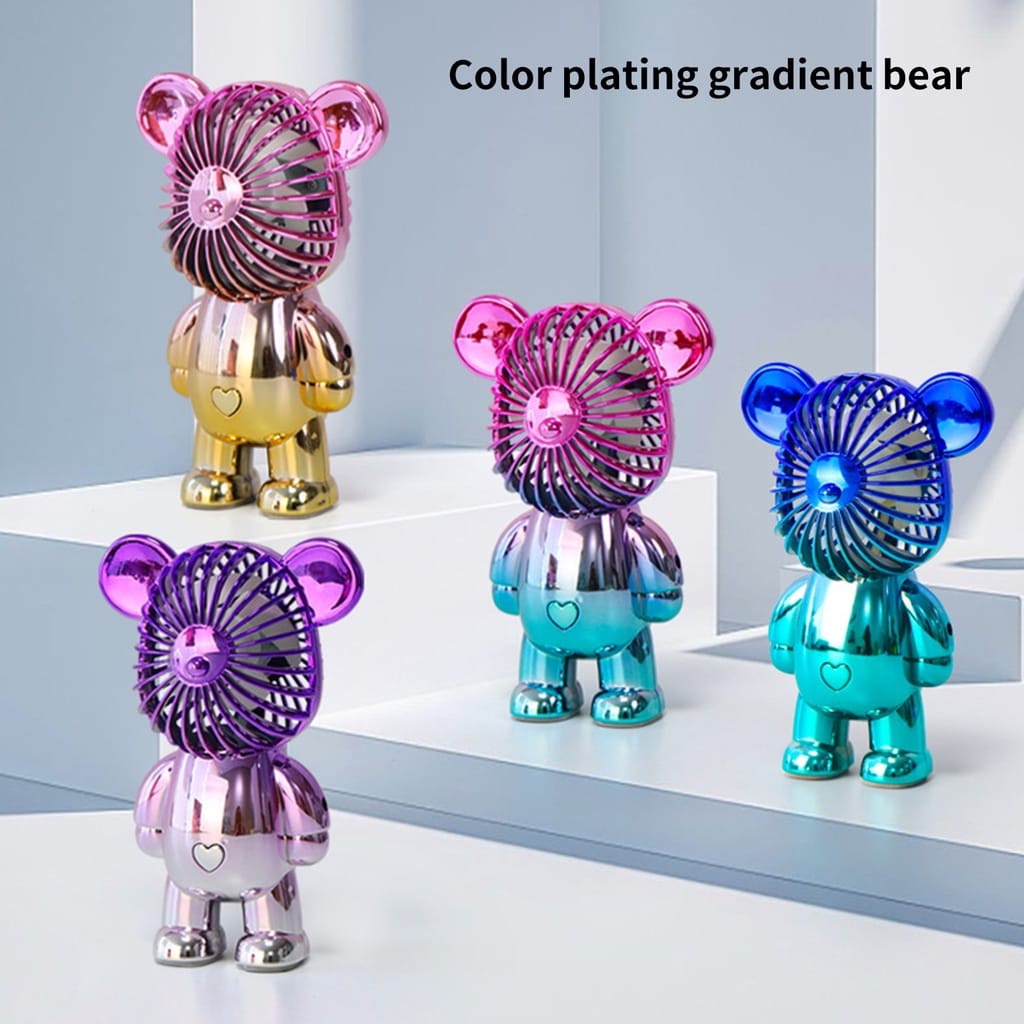 {DS} Kipas Angin Beruang Mini Portable Karakter Gradasi Warna Model Tedy Bear