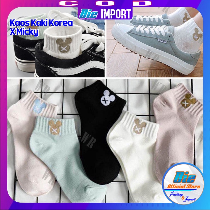 Kaos Kaki Korea Wanita Motif X Micky Impor Best Seller