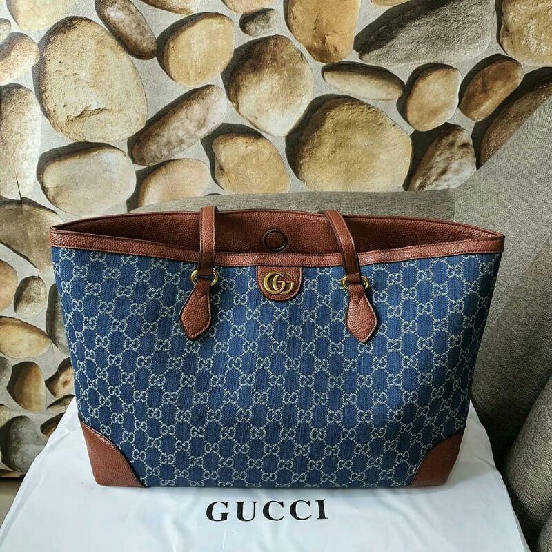 Gucci Ophidia Blue & Ivory GG denim Tote bag AP631685 (Pls baca deskripsi lengkap)