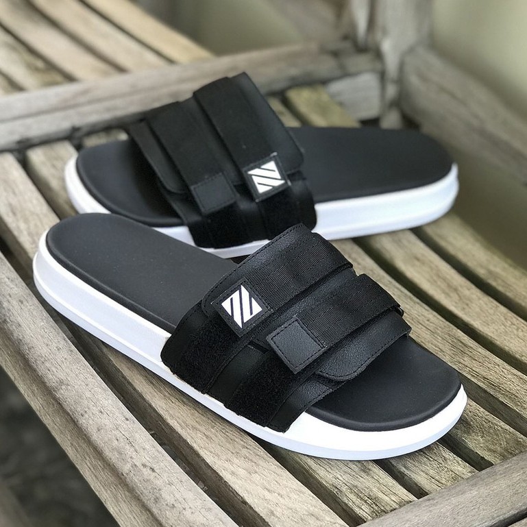 Seven Black White | Sandal EVA Ringan Slop Santai Simple Pria Men Sendal Footwear | FORIND x Benzy