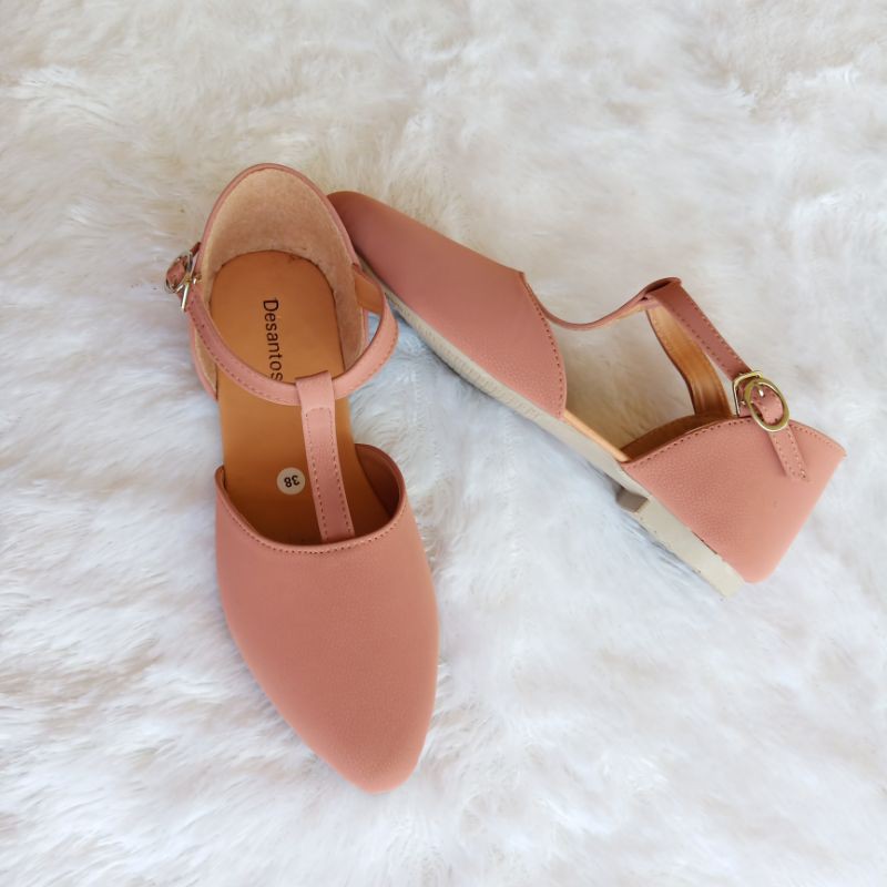 Sandal Sepatu Flat Desantos Premium Let Srampat Tali TC Cewek Wanita