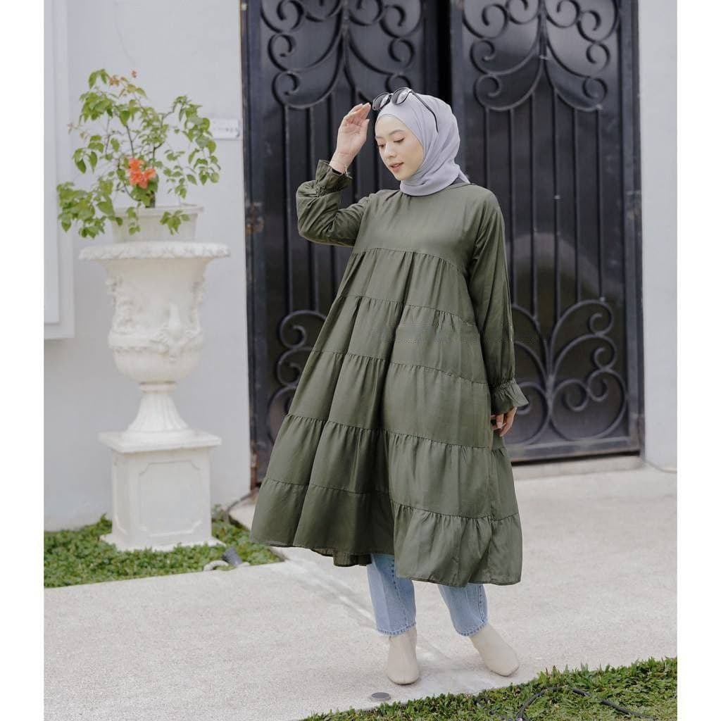 IL - CEMPAKA TUNIK FULL RUFFLE / MIDI DRESS WANITA MOSCRAPE PREMIUM