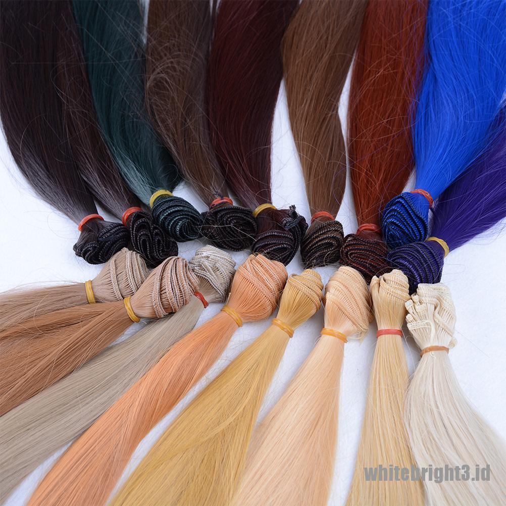 (white3) Wig / Rambut Palsu Lurus Tahan Panas Ukuran 25cm X 100cm Untuk Boneka BJD 1 / 3 1 / 4 1 / 6