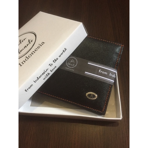 dompet pria model 3 dimensi bahan kulit sintetis lokal pipa #dompet #dompetpria #dompetlokal-Hitam plus box