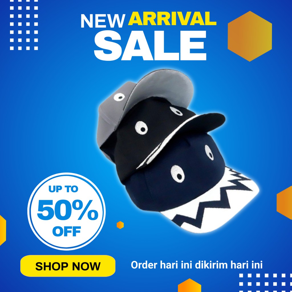 TOPI ANAK MOTIF BABY SHARK 3D / TOPI BASEBALL ANAK MOTIF IKAN HIU