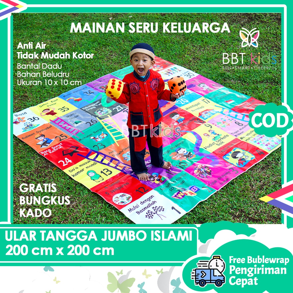 ULAR TANGGA JUMBO ISLAMI BANTAL DADU  SPINNER MAINAN ANAK BOARD GAME EDUKASI GIANT SNAKE LADDE